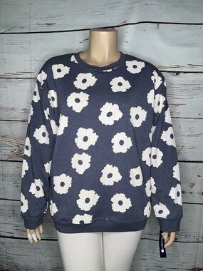 Architect NWT Size 2X Blue - White Floral Crewneck Sweatshirt Top